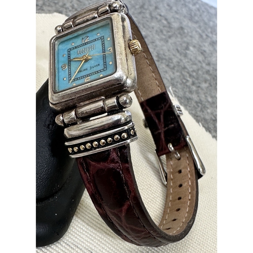Ecclissi Woman's Watch Turquoise‎ & 925 Sterling Silver  9 1/4" New Battery - Picture 3 of 9
